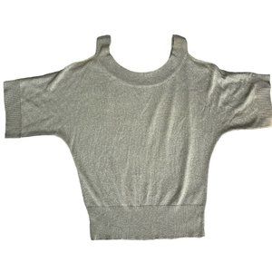 Joseph A Metallic Gold Cold Shoulder Cut Out Sweater Party Top Size Medium
